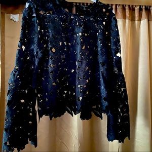 Lace bell sleeve blouse